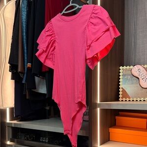 Zara Fuchsia Ruffle Sleeve Bodysuit